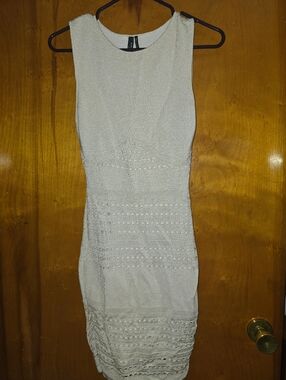 Marciano By Guess Sleeveless Cream Knit Mini Dress